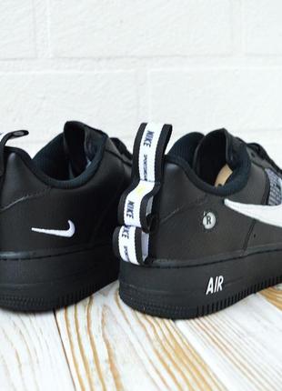 Nike air force off white кросівки кеди жіночі чорні з білим шкіряні шкіра топ якість ліцензія низькі весняні осінні демісезонні демісезон3 фото