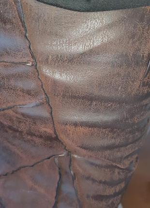 Безпечна оплата❤️ базова шкіряна утеплена коричнева міді спідниця/юбка трапеція s-m8 фото