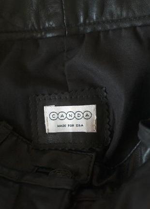 Черные натуральные кожаные брюки женские canda, размер s7 фото