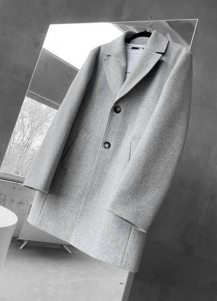 Пальто чоловіче кашемір весна світло-сірий з підкладкою3 фото