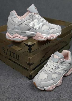 Жіночі кросівки new balance 9060 grey pink нью беланс сірого з рожевим кольорів2 фото