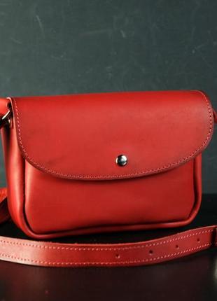 Кожаная красная сумка. маленькая сумочка