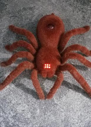 Игрушечный паук тарантул на радиоуправлении, ползает, светятся глаза6 фото
