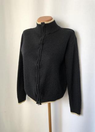 Чорна кофта на блискавці кардиган спортивний вовняний чорний укорочена кофточка y2k blue motion