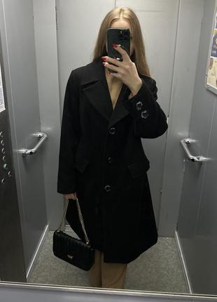 Стильное черное классическое пальто размер м-л sergio cotti в стиле zara1 фото