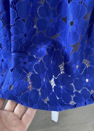 Плаття, сукня мереживна синього кольору4 фото
