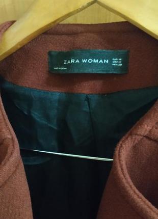 Шерстяное пальто zara бордового цвета5 фото