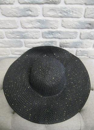 Шляпа соломенная    канотье  /  чорная с паетками1 фото