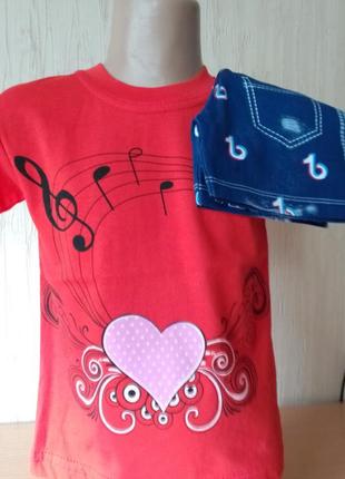 Летний комплект футболка музыка и шорты для девочки 4-5 лет2 фото