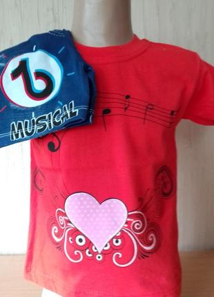 Літній комплект футболка музика та шорти для дівчинки 4-5 років1 фото