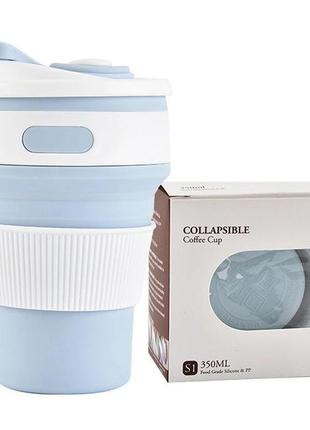 Кухоль туристичний (складний/силіконовий), складний термокухоль, складаний кухоль для кави. vp-184 колір: блакитний7 фото