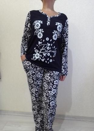 Пижама для девочки подростка кофта и брюки  цветы на 14/16/18 лет2 фото