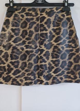 Міні юбка леопард еко шкіра на змійці кільце milirud6 фото