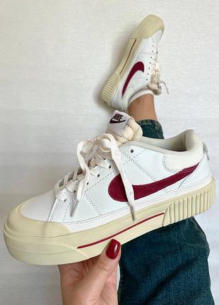 Nike court legacy жіночі кеди кросівки найк білі з червоним демі весна літо осінь топ якість женские стильные белые с красным кеды кроссовки качество