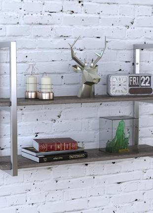 Полка pl-2-16 loft design дуб палена 112 см серебристый