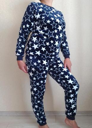 Подростковая махровая пижама для девушки голубые звездочки на 15-16 лет7 фото