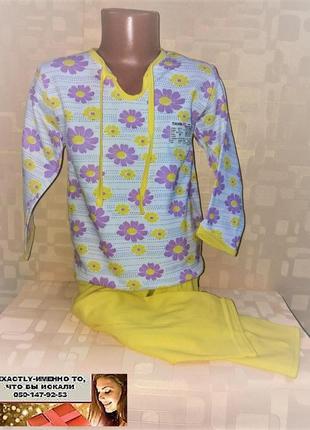 Пижама детская байковая для девочки 3-4 года2 фото