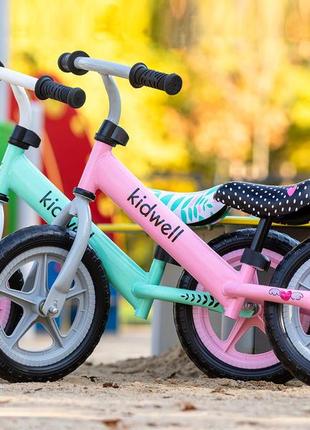 Дитячий біговел - велосипед kidwell rebel для дівчинки 3-4 роки. біговел для дівчинки.  рожевий8 фото