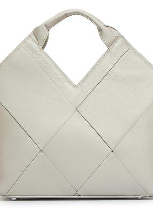 Стильна жіноча сумка з натуральної м'якої шкіри alex rai 2038-9 біла-сіра2 фото
