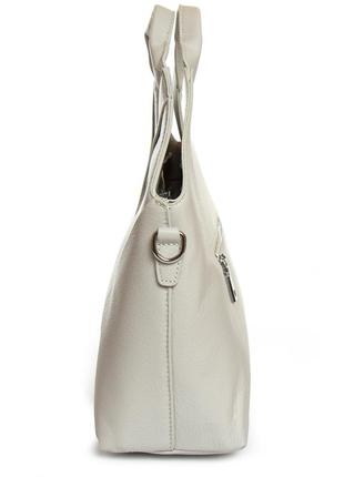 Стильна жіноча сумка з натуральної м'якої шкіри alex rai 2038-9 біла-сіра4 фото