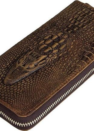 Чоловічий клатч vintage 14462 шкіра під крокодила коричневий