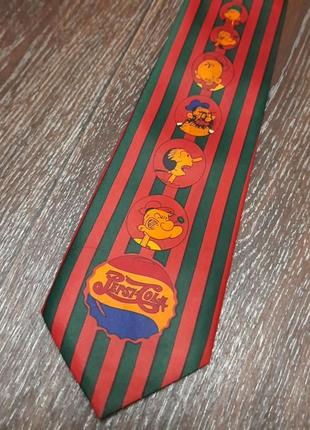 Вінтажна шовкова краватка в смужку  pepsi cola