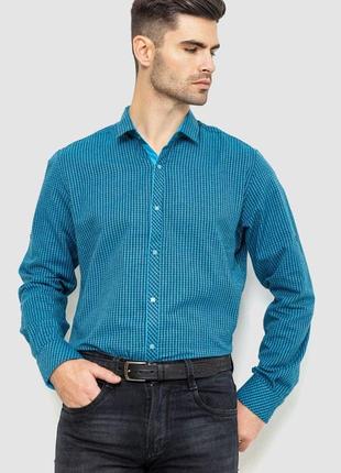 Рубашка мужская в клеку байковая, цвет бирюзово-синий, 214r99-33-022