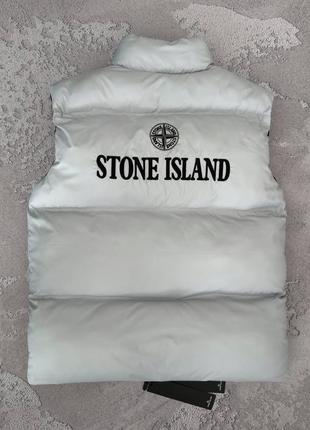 Мужская серая жилетка безрукавка stone island сіра чоловіча жилетка stone island3 фото