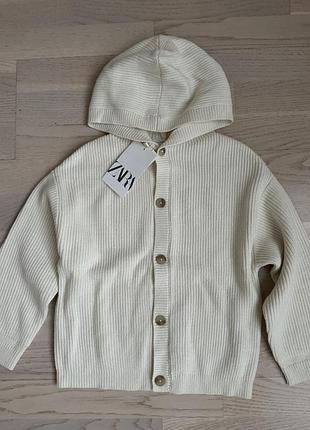 Кардиган на ґудзиках з капюшоном zara, 4-5 років 110 ріст