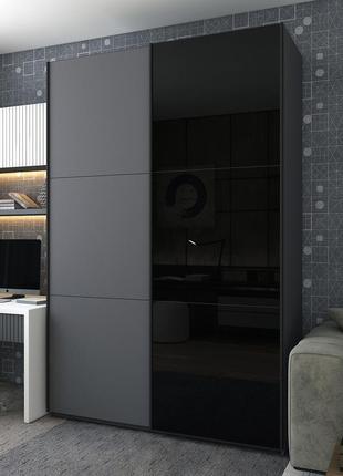 Шкаф купе doros g-caiser графит графит/черный 1 дсп / 1 стекло / 3 части 180х60х240 (42005091)
