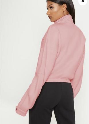 Темно-рожевий великий светр на блискавці спереду4 фото