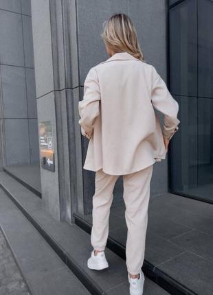 Трендовий люксовий вельветовий жіночий комплект сорочка і штани вільного крою стильний костюм якісний однотонний2 фото