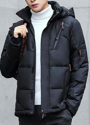 Мужская зимняя спортивная куртка пуховик jeep, черная7 фото