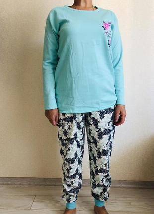 Пижама подростковая для девочки байковая на 12/14/16 лет  бирюза2 фото