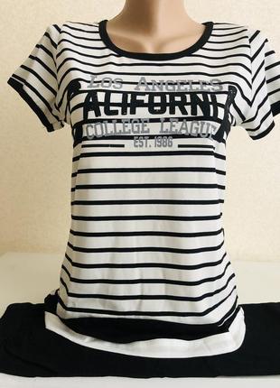 Комплект черно-белый  удлиненная туника и бриджи турция для подростков 16-18 лет