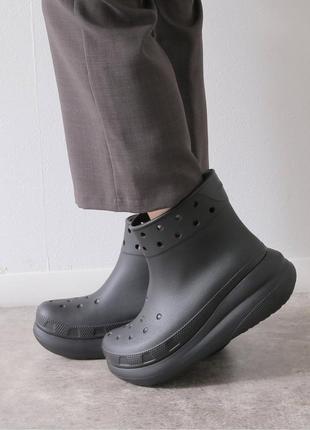 Крокс краш чоботи гумові жіночі чорні crocs crush rain boot black3 фото