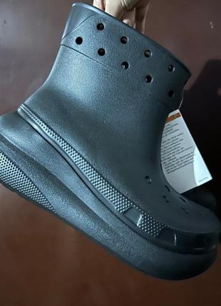 Крокс краш чоботи гумові жіночі чорні crocs crush rain boot black4 фото