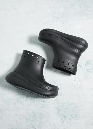 Крокс краш чоботи гумові жіночі чорні crocs crush rain boot black6 фото