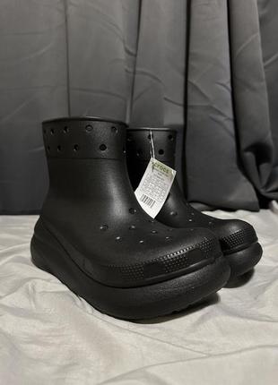 Крокс краш чоботи гумові жіночі чорні crocs crush rain boot black7 фото