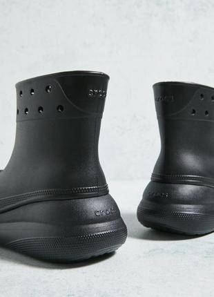 Крокс краш чоботи гумові жіночі чорні crocs crush rain boot black8 фото