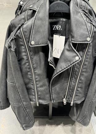 Zara шкіряна байкерська куртка жіноча sale4 фото