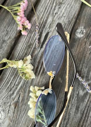 Сонцезахисні окуляри безрамочні, унісекс, блакитні4 фото