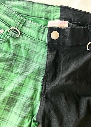 Зелено-чорні штани скінні з низькою посадкою від baned3 фото