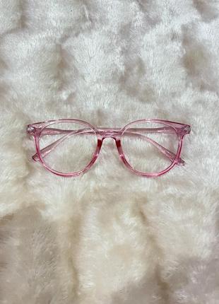 Розовые имиджевые очки / прозрачные очки имиджевые1 фото