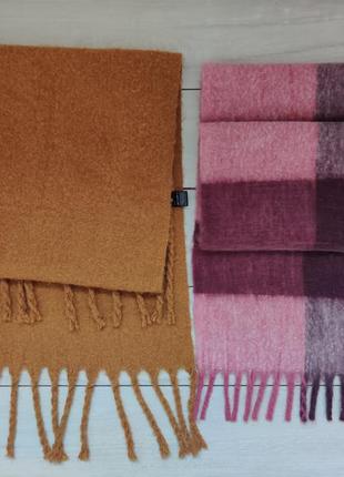 Теплий великий об'ємний пухнастий шарф  кемел рожевий2 фото