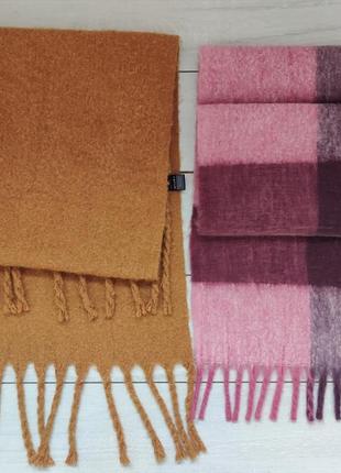Теплий великий об'ємний пухнастий шарф  кемел рожевий4 фото