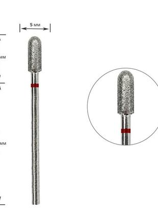 Алмазная фреза цилиндр закругленный ø 5 мм, красная насечка, 882-050r