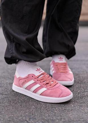 Кроссовки adidas gazelle pink (розови адидас)8 фото