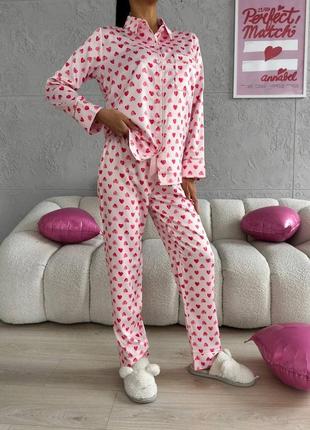 Жіночий домашній костюм, принтований рожевий, піжама3 фото