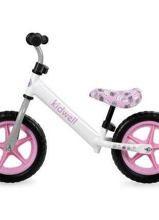 Дитячий біговел - велосипед kidwell rebel для дівчинки 3-4 роки. біговел для дівчинки.  біло-рожевий4 фото